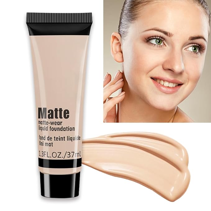 1 Pack Matte Oil Free Concealer Foundation Cream,Professional Make-up Base Facial Matte Full Coverage Liquid Concealer Hide Foundation Primer Makeup Repair Kit.(BEIGE 5#)
