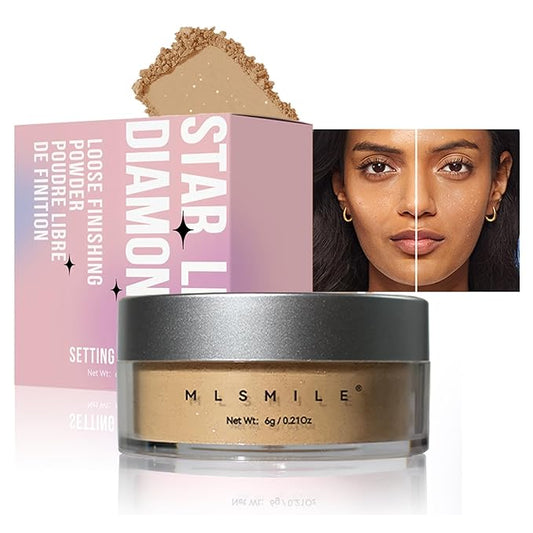 AKARY Dark Complexion Translucent Setting Powder, Shimmer Finishing Powder Oil Control for Long Lasting Makeup, Lightweight Loose Powder Waterproof, Blurring Powder for Medium To Tan Tones, 03