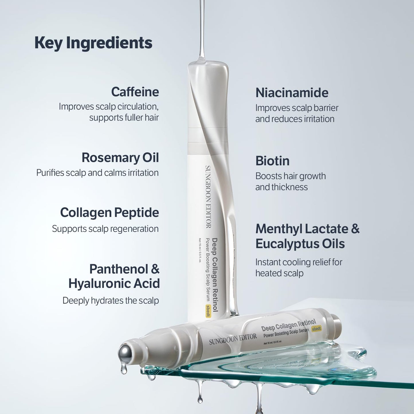 SUNGBOON EDITOR Deep Collagen Retinol Power Boosting Scalp Serum | Roll On Hair Growth, Hair Thickening Serum, Itchy & Dry Scalp Treatment, Caffeine, Biotin, Rosemary – Korean Hair Care, 0.5 fl oz