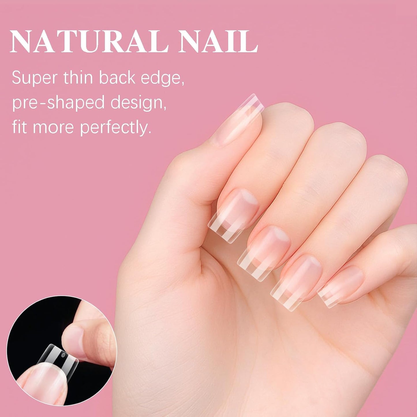 Short Square Nail Tips, SSWSBYKE 300pcs Soft Gel Nail Tips for Full Cover Pre-Shaped Acrylic Fake Nails Tips 15 Sizes Half Matte Press On Nails for Extension Home DIY Salon