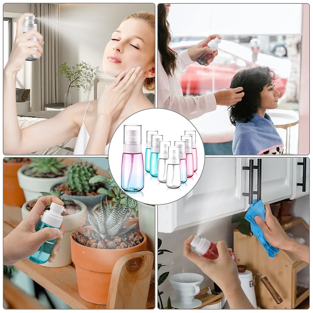 Cosywell Fine Mist Spray Bottles TSA Approved 2oz 60ml 8 Pack Leak Proof Travel Spray Bottle Empty Small Spray Bottles for Perfume Essential Oils Toners Rose Water Cosmetics (8PCS-4Colors)