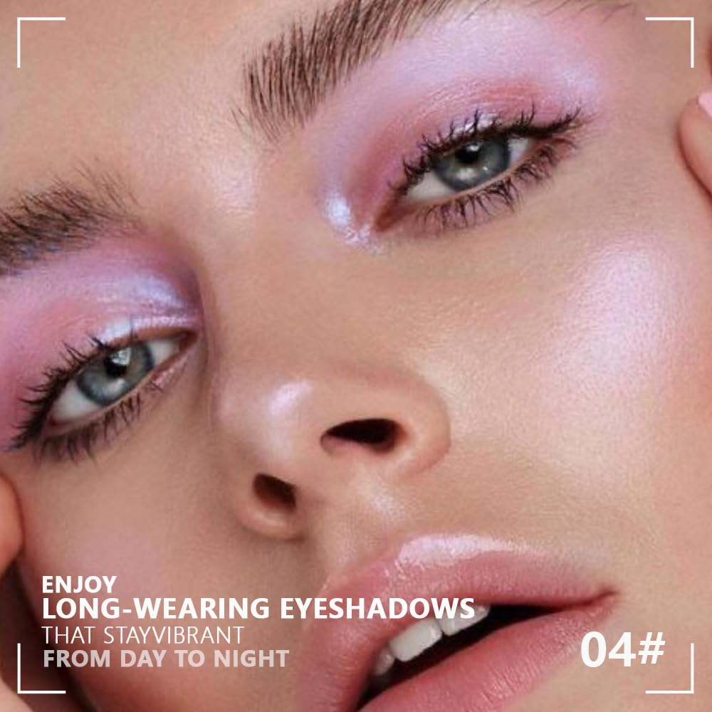 Monochrome Powder Eyeshadow Palette Makeup,Pink Natural Neutral Single Shimmer Eye Shadow for Older Women,Sparkly Eye Finish,Long Lasting Naturing-Looking