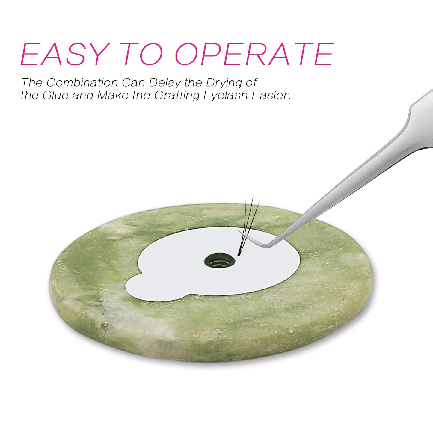 200 Pcs Eyelash Extension Adhesive Glue Pallet Sticker Pads, Disposable Waterproof Adhesive Holder Pad and 1 Pcs Eyelash Extension Jade Stone