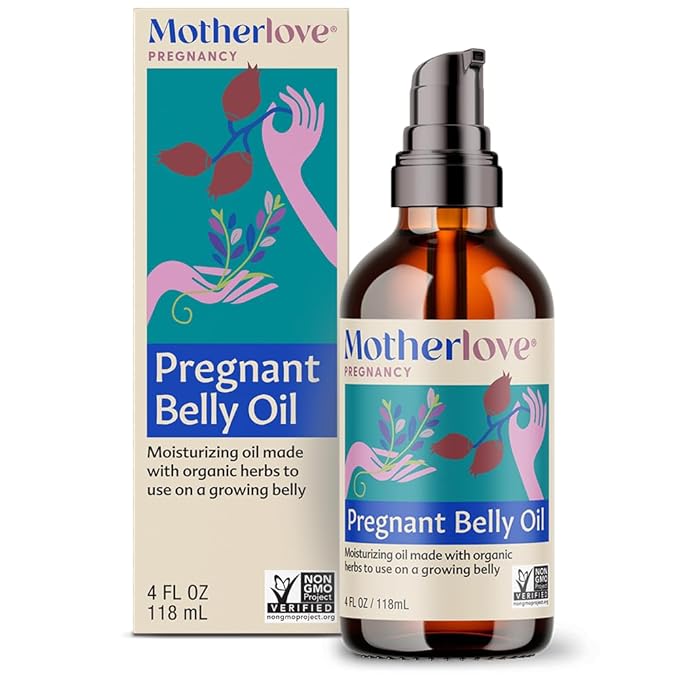 Motherlove Pregnant Belly Oil (4 oz) Natural Moisturizer to Soothe Itchy Skin & Prevent Stretch Marks—Non-GMO, Organic Herbs, Vegan