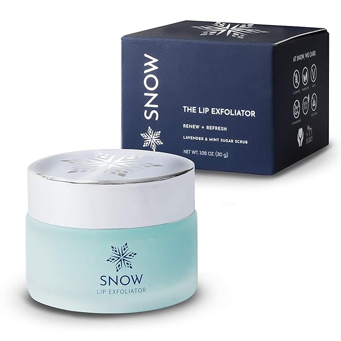 SNOW Lip Exfoliating Sugar Scrub - Lip Scrub Exfoliator for Plump & Soft Lips - Lip Care Product with Jojoba Oil - Moisturize Dry Lips - Lip Care Kit Essential - Lavender & Mint