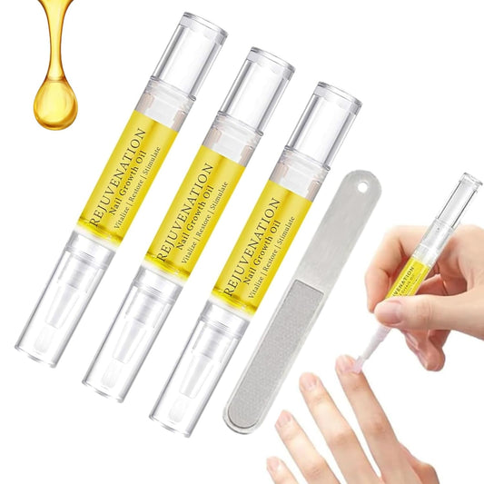 Fiorland Nail Growth Oil, Rejuvenation Nail Strengthener & Repair Serum with Nail File- 3 in 1 Formula for Instant Growth, Cuticle Care (3PCS)