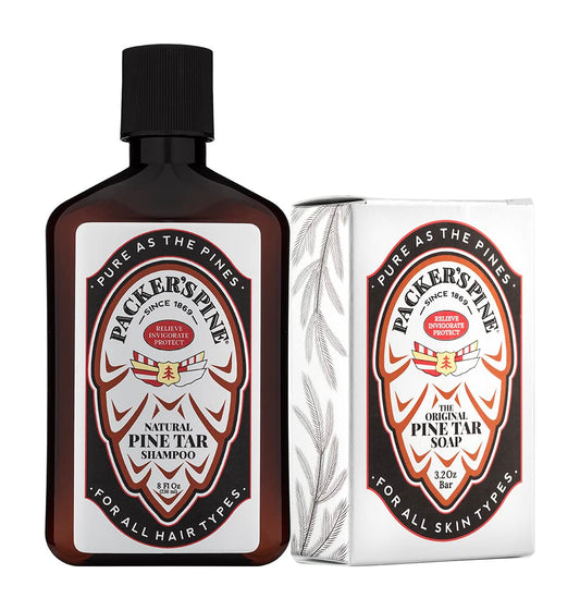 Packer's Pine Soap and Shampoo Bundle - All Natural Pine Soap Bar with No Harsh Chemicals