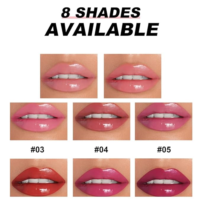 MAEPEOR Nourishing Lip Balm 8 Colors Smooth Moisturizing Lip Glow Gloss Non-Sticky and Long-lasting Hydrating Jelly Lip Balm for Women and Girls (Color 02)