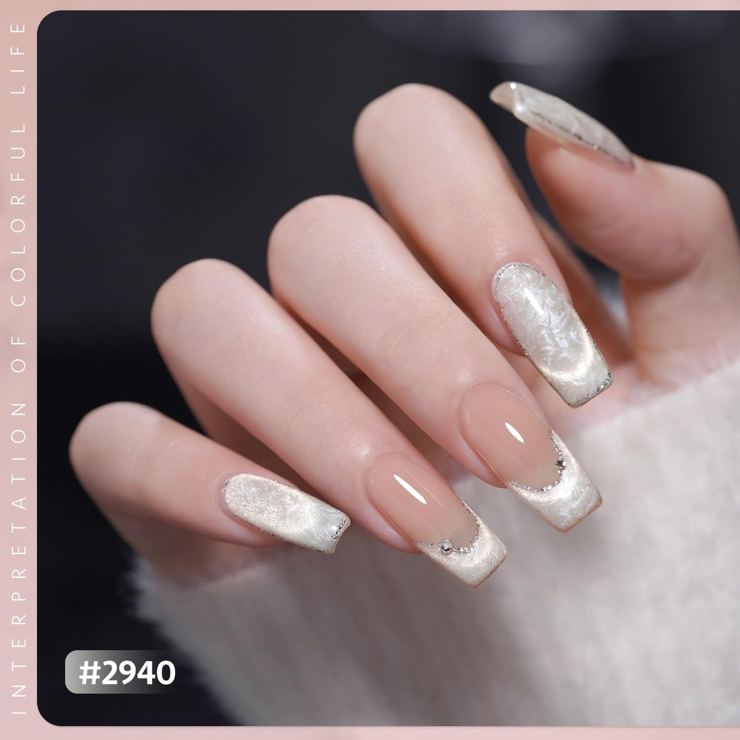 GAOY Pearl Glitter Cat Eye Gel Nail Polish Set, 6 Colors Shimmer Mermaid White Blue Iridescent Soak Off UV Light Cure Gel Polish Kit for Salon and Nail Art DIY at Home