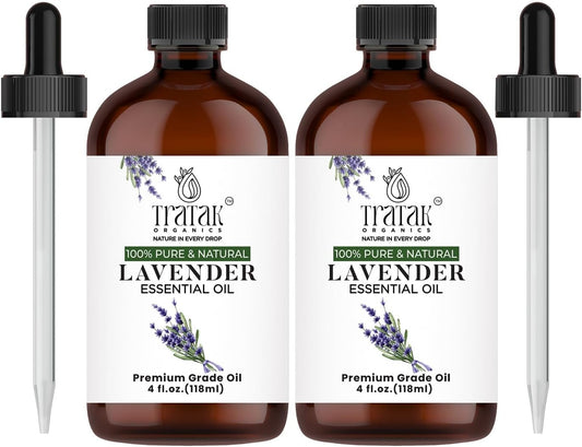 Lavender Essential Oil with Premium Dropper - Undiluted Essential Oil for Diffuser & Aromatherapy - Lavender Oil, Huge 4 fl oz (Pack of 2)