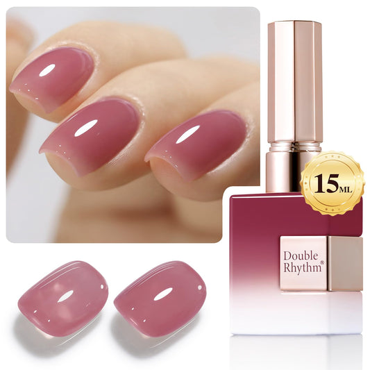 Double Rhythm 0.50 OZ Translucent Gel Polish Same Color Same Bottle Sheer Pastel Neutral Natural Milky 15 ML Jelly UV Nail Art DIY at Home (Light Plum-A1530)