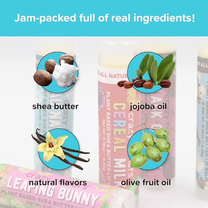 Crazy Rumors Banana Split Lip Balm. 100% Natural, Vegan, Plant-Based, Made in USA (1-Pack)