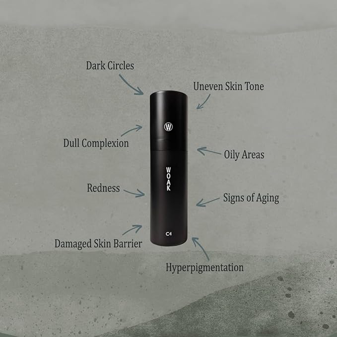 WOAK C4 – Men's Tinted Moisturizer BB CC Cream Foundation – Color Correcting Camo Complex – Hybrid Skin Care (Tan)