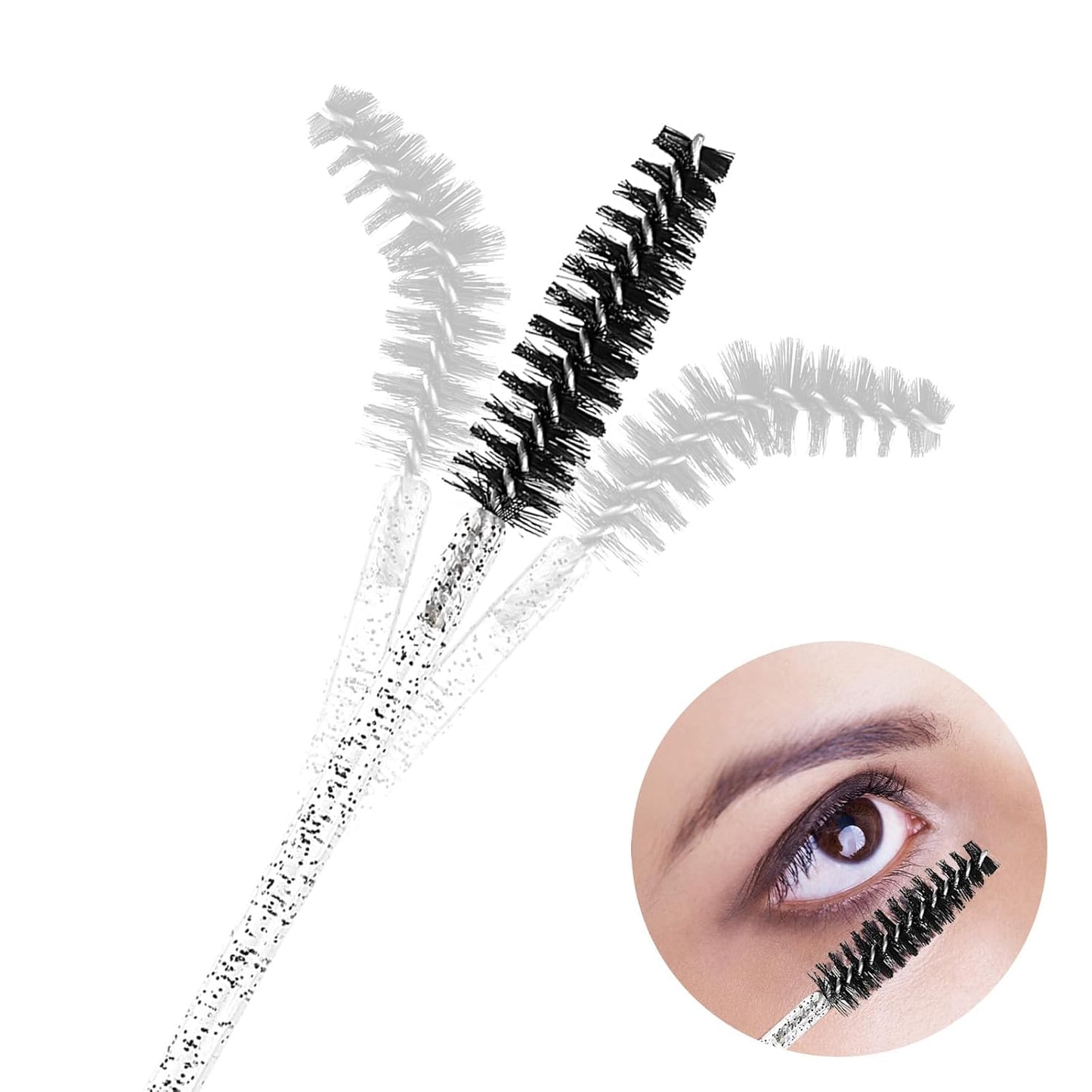 Tbestmax 800 Disposable Mascara Wands, Spoolies Brush for Eyelash Extensions, Crystal Black Spooly Eyelash Eyebrow Brushes Lash Wand Applicator Makeup Kits