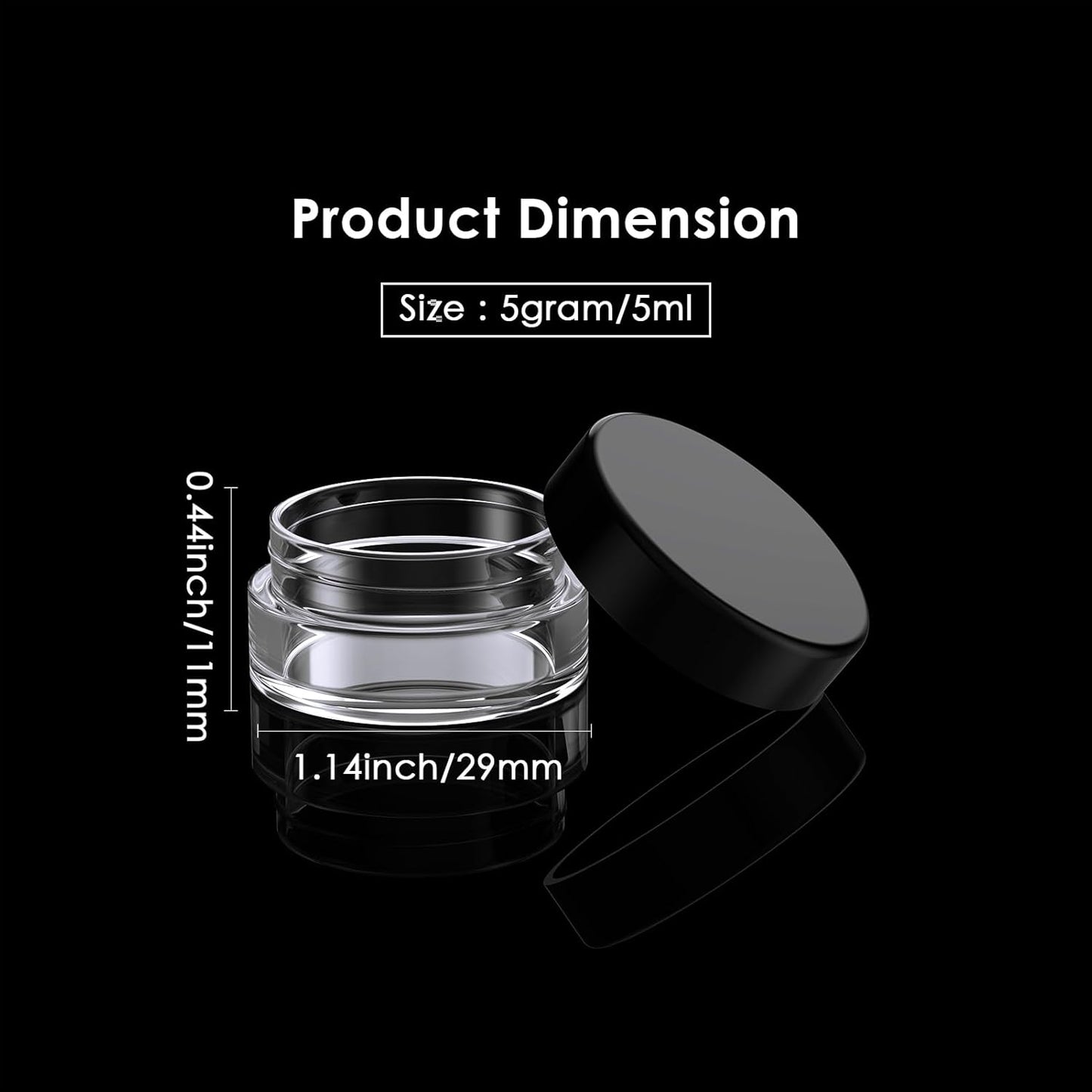 50 Pack 5 Gram 0.17OZ Clear Plastic Containers with Lids, Small Round Cosmetic Jars Makeup Travel Containers Jar for Cream, Bead, Eye Shadow, Samples, Jewelry, Lotions, Powders, Glitters Lip Gloss