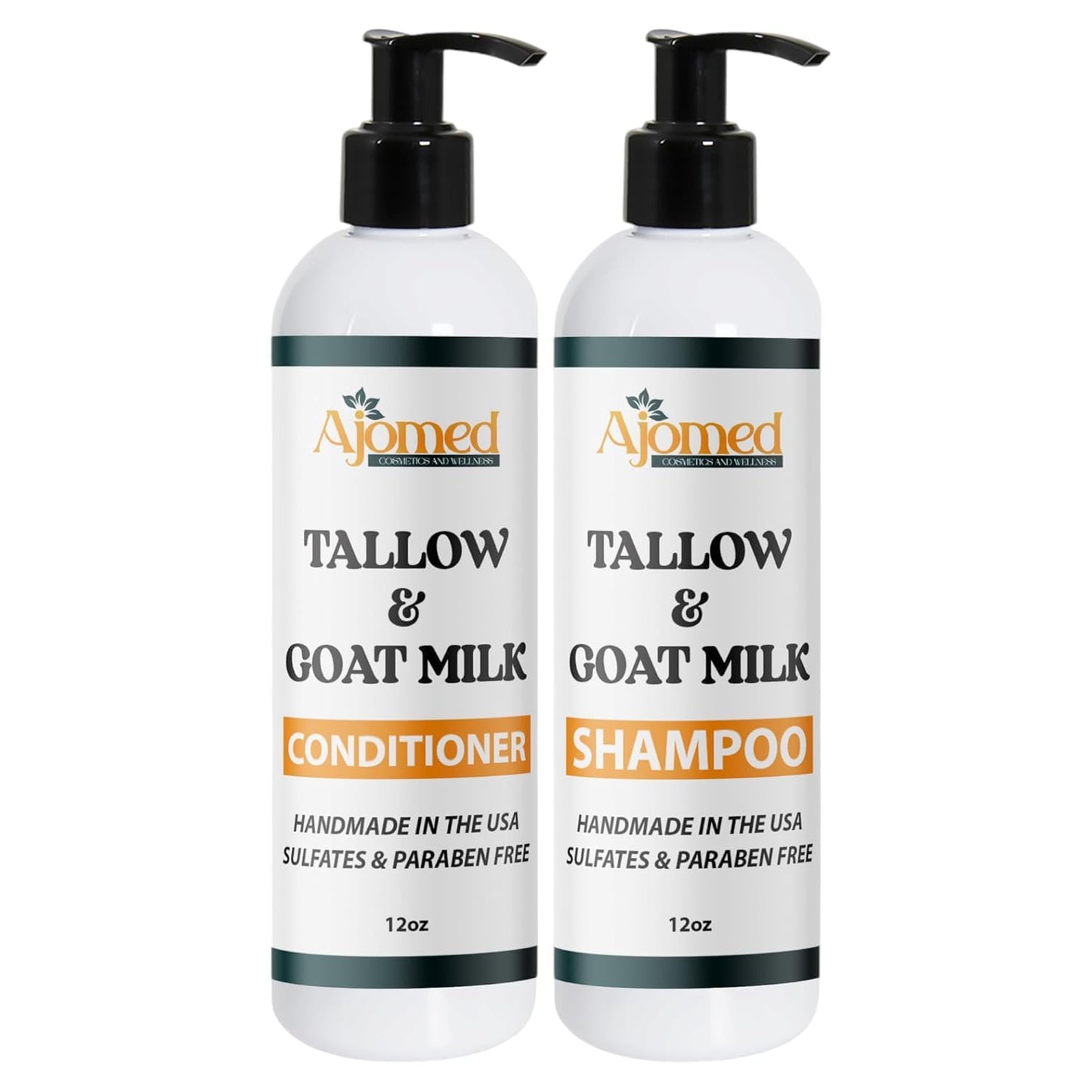 Beef Tallow Shampoo & Conditioner Set -Unscented Handmade tallow & goat milk shampoo for Damaged hair, all hair types- Moisturizing Shampoo- Sulfate, fragrance free -SHAMPOO 12OZ