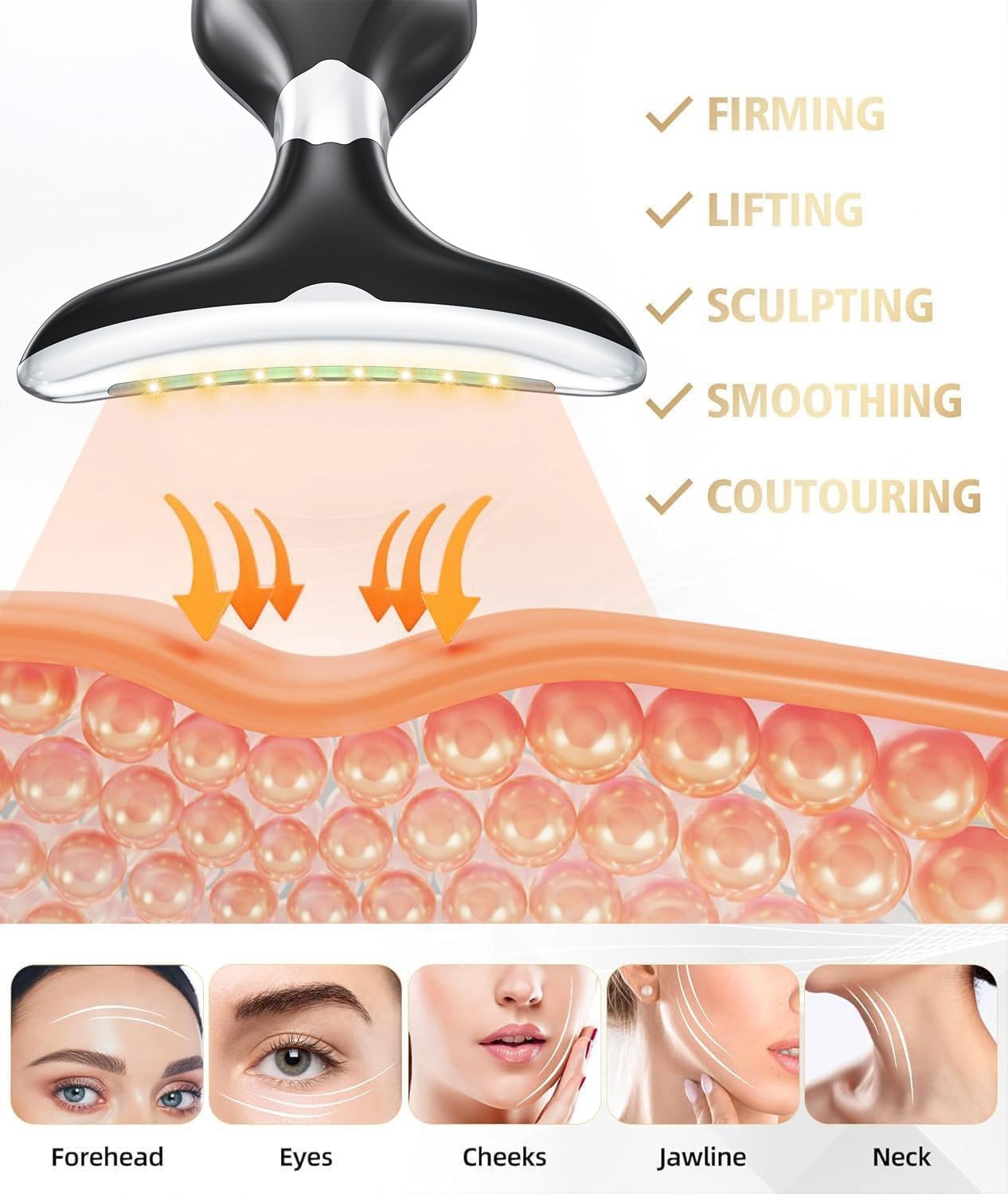 7-in-1 Facial Sculptor Massager, Red Light Therapy for face, 7 Color Modes with Heating & Vibration, Portable Face Massager Tool for Wrinkles & Skin Tone, Arc Design for Better Cream Absorption