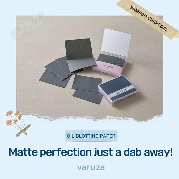 [600 Counts Refills Only] Natural Bamboo Charcoal Oil Blotting Sheets for Face with Mirror Case and Refills