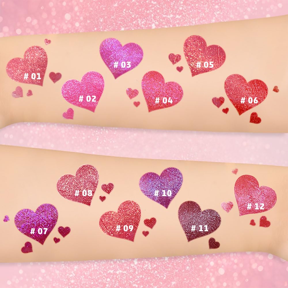 Dark Pink Metallic Lipstick for Women,Lightweight Glitter Sparkling Liquid Lipsticks,Shimmer Lip Gloss Stain Long Lasting Waterproof Smudge Proof Non-Drying 24 Hour Full Coverage Lip Makeup,Vegan