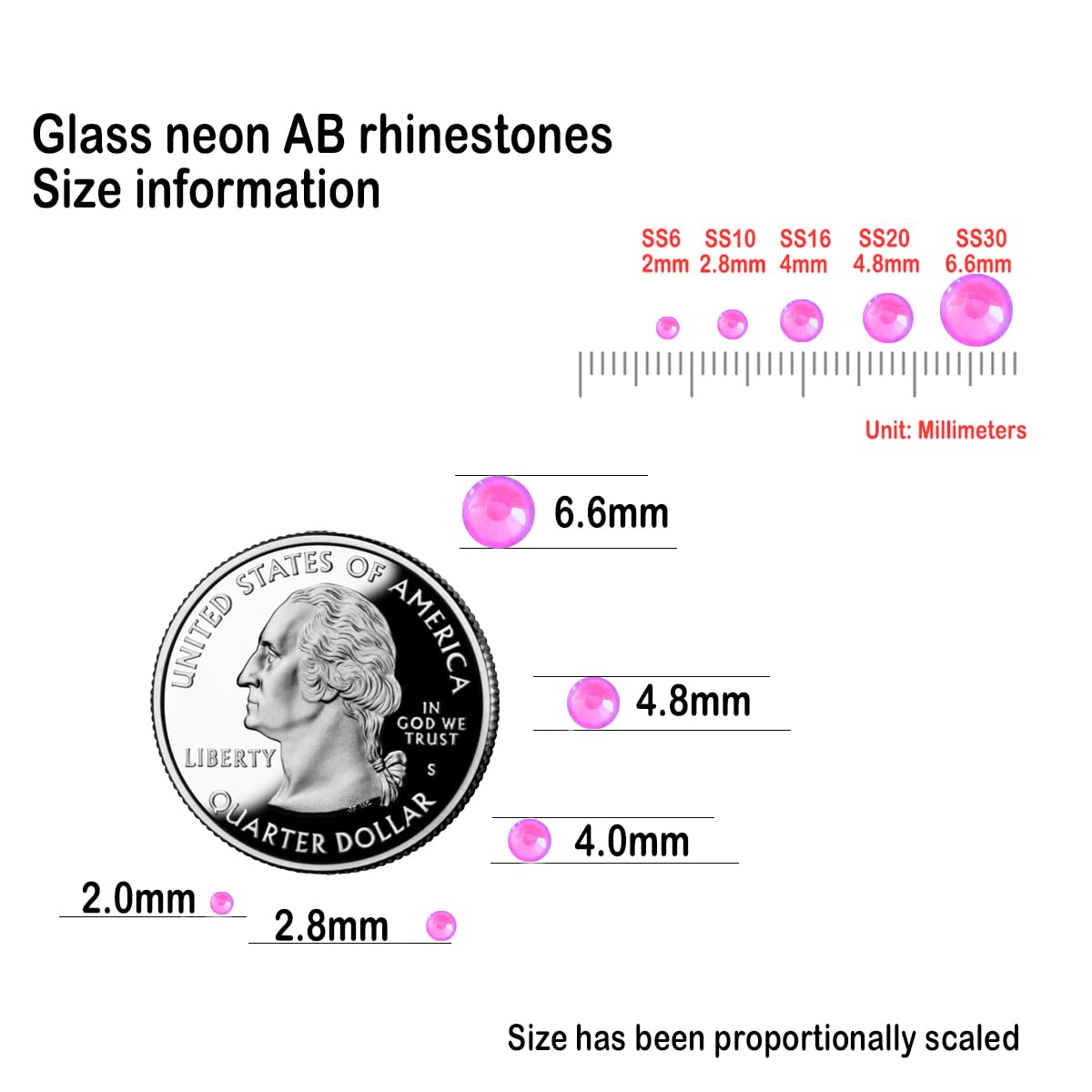 Flatback Glass Rhinestones,Bedazzler Gems 1440pcs Non Hotfix Crystal Rhinestones for Nail Charms Crafts Clothes Tumblers,Mixed AB Neon,SS20