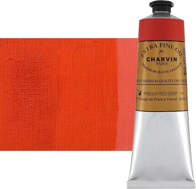 Charvin Extra Fine Oil Paint, French Red Deep 150 ml - Triple-Milled, Rich Texture, Poppy Oil-Based, Light-Fast, Handmade, Archival Quality