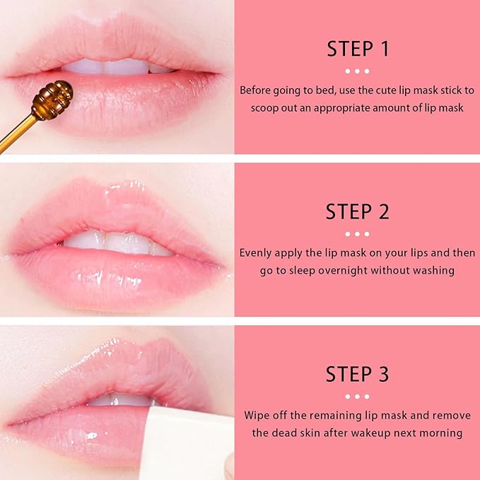 1 PCS Bee Lip Balm Honey Pot, Moisturizing Watermelon Sleeping Lip Balm Lip Mask Overnight, Hydrate Lip Repair Prevent Dry and Cracked Lip Care, Nourishes the Lip Skin, Reduces Lip Lines