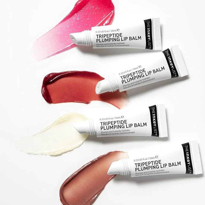The INKEY List Complete Lip Set - Tripeptide Plumping Lip Balm in Pink Tint, Berry Tint, Mocha Tint and Clear
