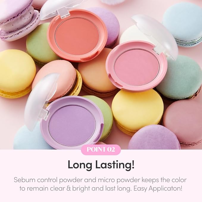 ETUDE Lovely Cookie Blusher #OR201 Apricot Peach Mousse 4g | Glowing & Natural Powder Blush with Long-Lasting Sebum Control | Easy Application | Puffy Cushion for a Lovely Makeup Look
