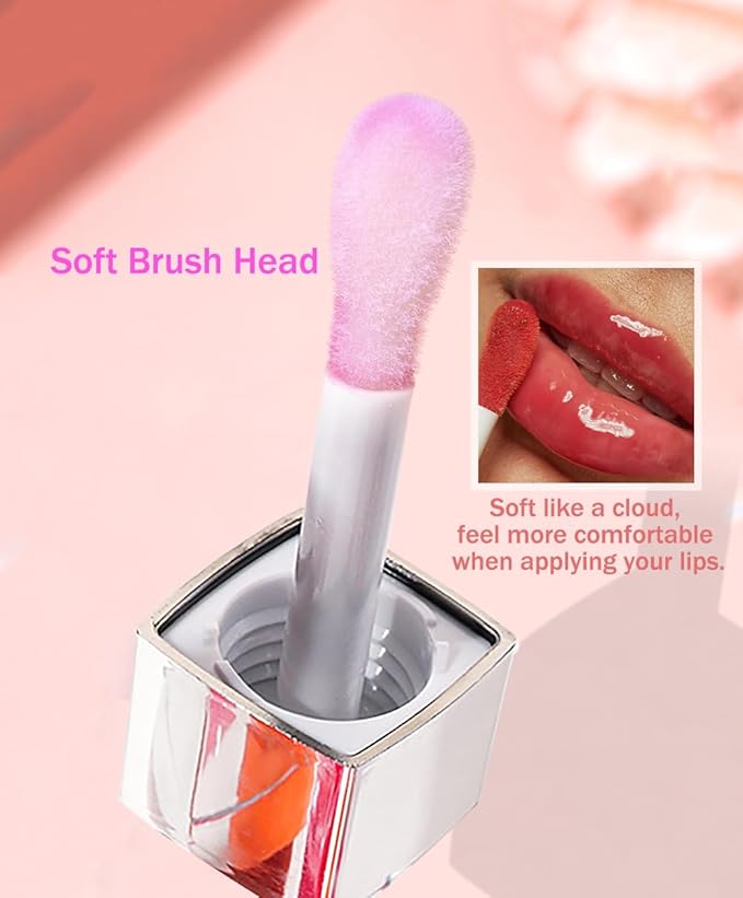 Plumping Lip Oil, Moisturizing Lip Glow Oil, Long Lasting Nourishing Lip Gloss Lip Balm, Non-sticky Transparent Toot Lip Oil Tinted for Lip Care and Dry Lip - Raspberry