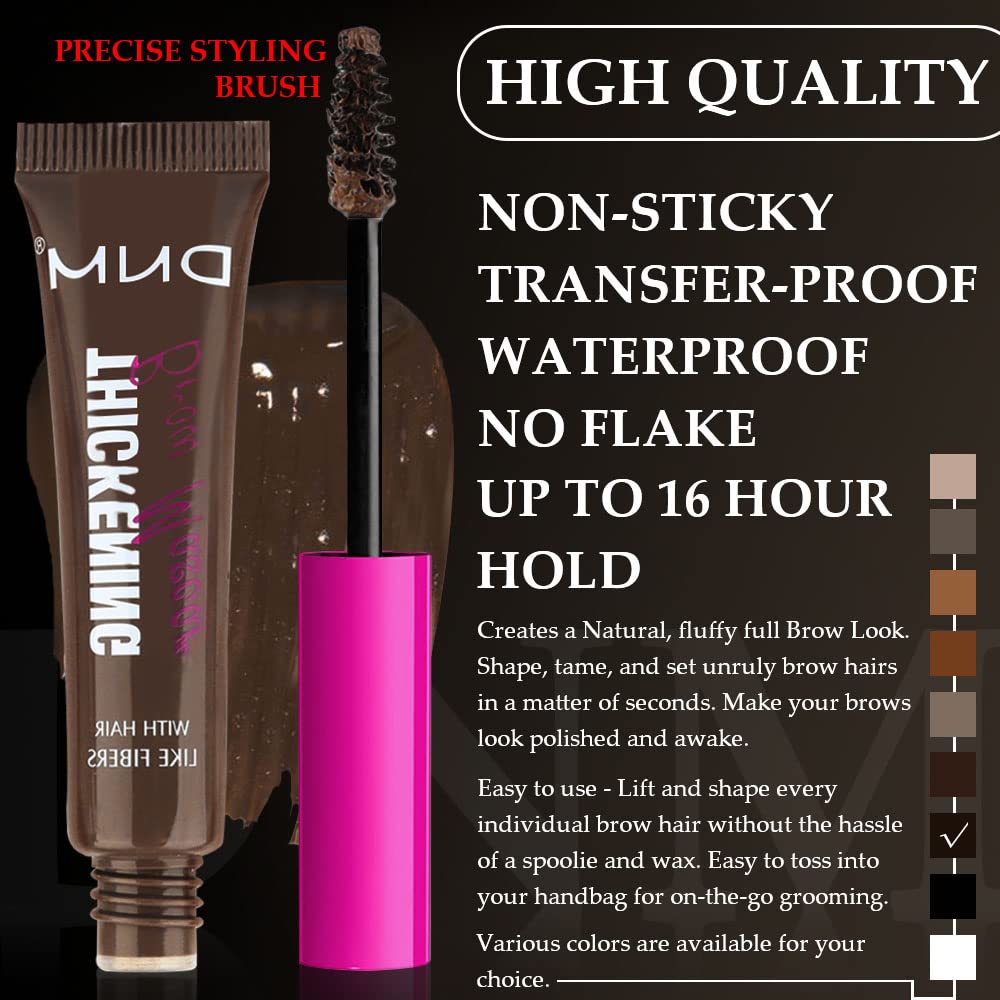 Tinted Thickening Brow Mascara,Brow Fast Sculpt,Waterproof, Transfer-proof, Brush to Fill in Eyebrows and Cover Gray Hairs - Cruelty Free - Light Medium Brown (2pcs 07 Espresso)
