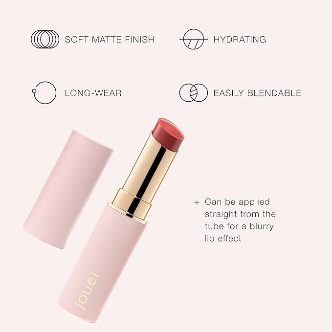 Jouer Balm Bouche Demi-Matte Lip-Féminité - Tinted Lip Balm - Hydrating Lip Tint Long Lasting - Matte Lip Color - Jojoba Seed Oil and Shea Butter Formula