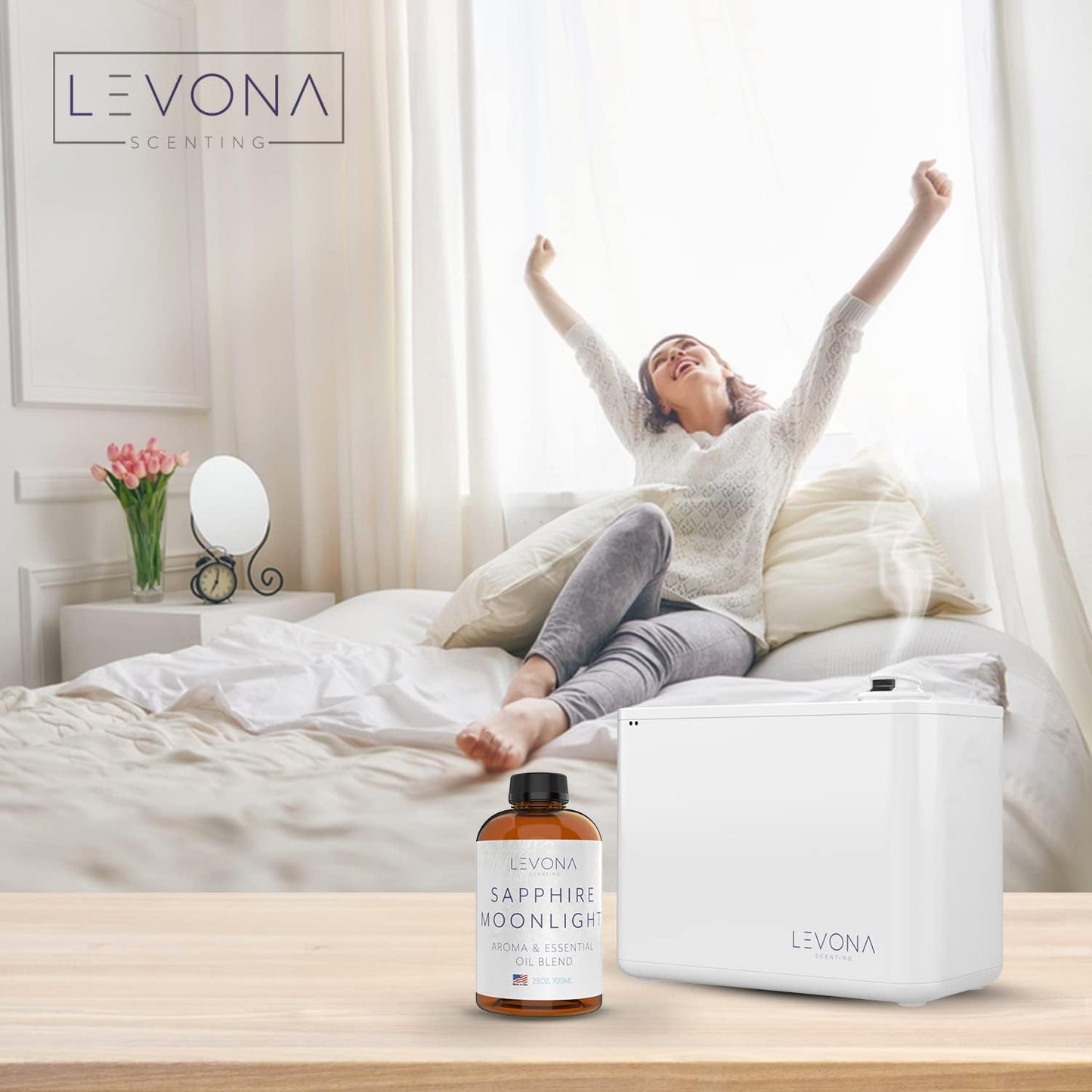 LEVONA Scent 100% Pure Essential Oils for Diffusers and Humidifier, 700ml Aromatherapy Scented Oils Perfect for Sleep, Relaxation and Stress Relief, Made in USA (Sapphire-Moonlight, 700ml)