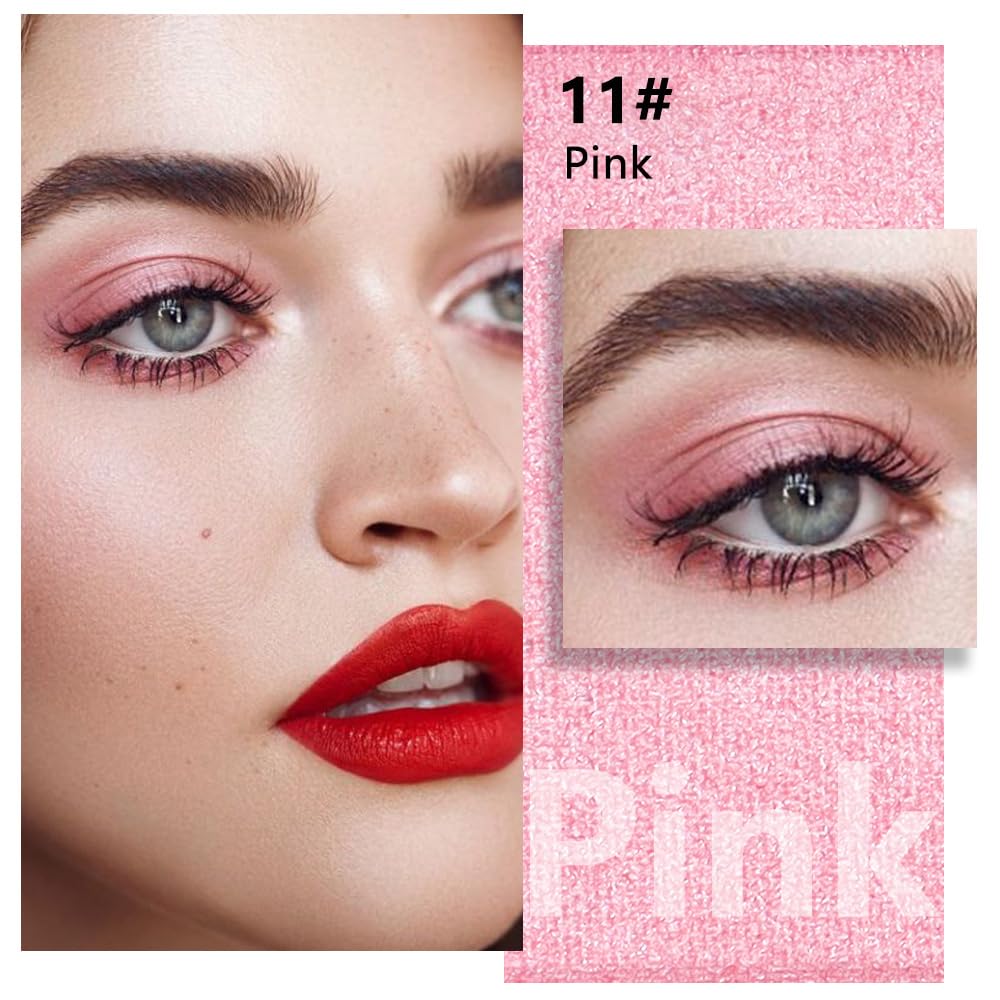 evpct Pink Single Eyeshadow Palette, Bright Light Pink Rose Glitter Shimmer Sparkle Cream Eye Shadow Palette Makeup for Older Women, High Pigment Waterproof Monochrome Mini Eyeshadow Makeup Products
