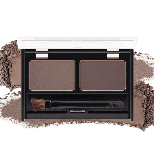 Eyebrow Powder Medium Brown Kit,Eye Brow Powder for Women with Double-ended Eyebrow Brush,Long-Lasting Waterproof Two Colors Brow Filler Get Full Defined Natural Brows,Brown Eyebrow Powder Makeup