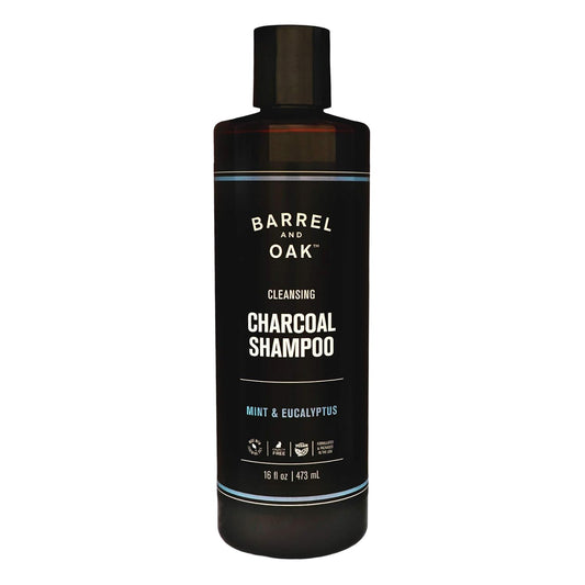 Barrel and Oak - Cleansing Charcoal Shampoo, Clarifying Shampoo, Hair Care for Men, Deep Cleans & Purifies, Hydrates & Soothes Dry Scalp, Essential Oil-Based Scent, Vegan (Mint & Eucalyptus, 16 oz)