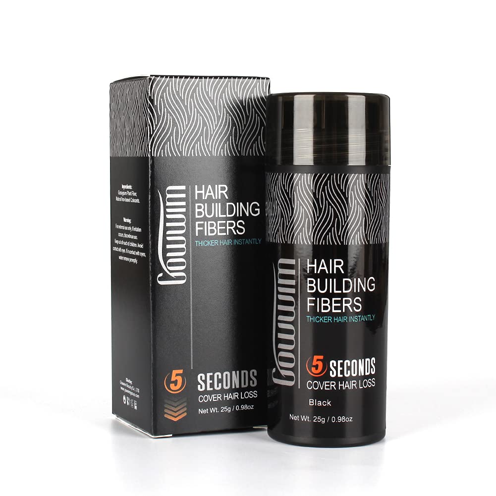 Gowwim Hair Fibers for Thinning Hair Building Fibers Instantly Cover Sparse Areas-Bald Spots Cover Up (black4, 0.88 Ounce (Pack of 1))