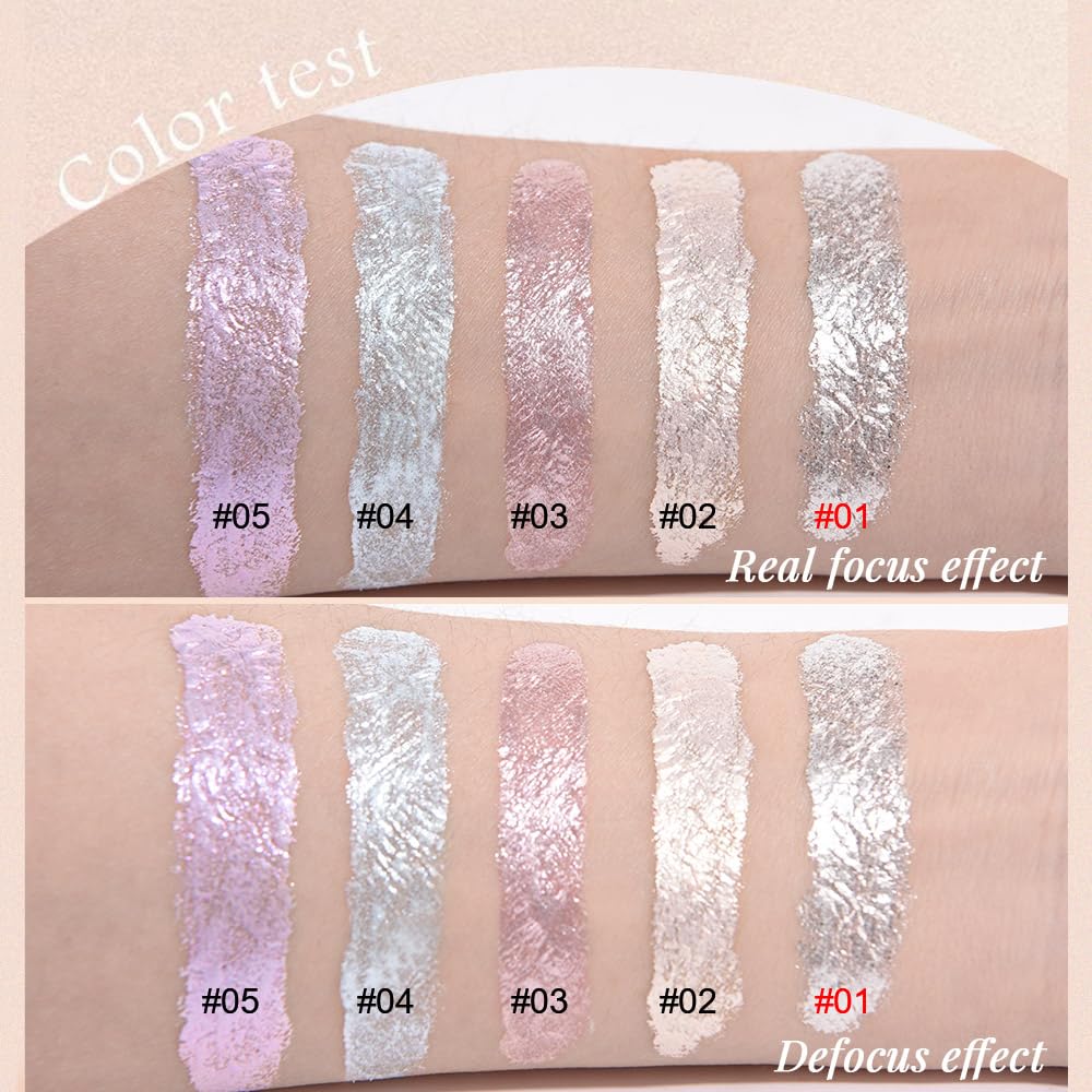 Monochrome Glitter Eyeshadow Palette,Single Silver White Gray Shimmer Eyeshadow,Long-Lasting Sheer Eye Makeup With A Sparkle Finish,Smooth Formula,Vegan & Cruelty-Free