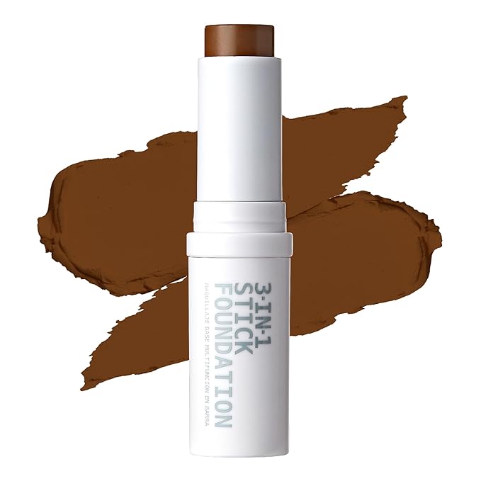 Ruby Kisses Natural Full Coverage 3-In-1 Stick Foundation. Easy to Apply, Hydrating, Lightweight, Long Lasting, Concealer and Contour Stick for Face Makeup (Chestnut)