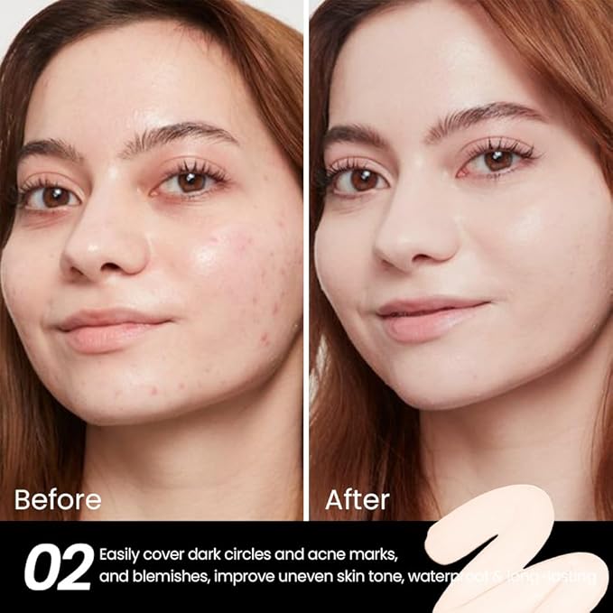 1 Pack Liquid Foundation Cream for Face Makeup,Durable Full Coverage Matte Concealer Make Up,Oil Control & Waterproof Base Primer -0.35 Fl.Oz (02#)