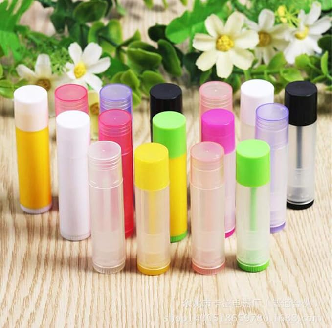 5ml 50 Pcs Empty Clear Lip Balm Tubes Containers with Twist Bottom and Multi Color Caps for Making Lip Balm,DIY Cosmetic Tubes