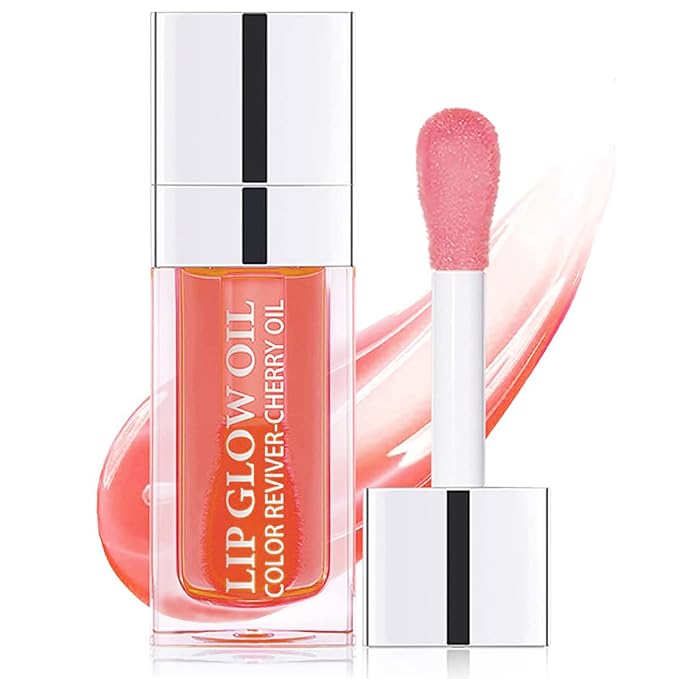Lip Oil Hydrating Tinted Lip Balm, Plump Lip Gloss Lip Care Transparent Toot Lip Oil Tinted (001# Pink)