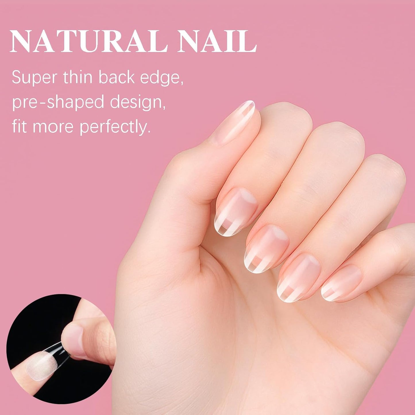 Short Oval Round Nail Tips, SSWSBYKE 300pcs Gel Acrylic Nail Tips for Full Cover Pre-Shaped Fake Nails Tips Half Matte Press On Nails for Extension Home DIY Salon 15 Sizes