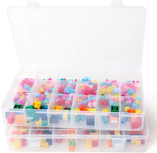 2pack 18 Grids Unadjustable Clear Plastic Organizer Box plastic tray with dividers clear tackle storage containers for snackle jewelry