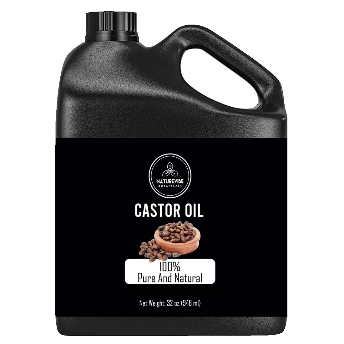 Naturevibe Botanicals Castor Oil 32 Ounces | 100% Pure and Natural | Great for Skin Care and Hair Care | Hexane Free Unrefined Oil for Enhanced Eyebrows and Eyelashes 32 Fl Oz | 946ml