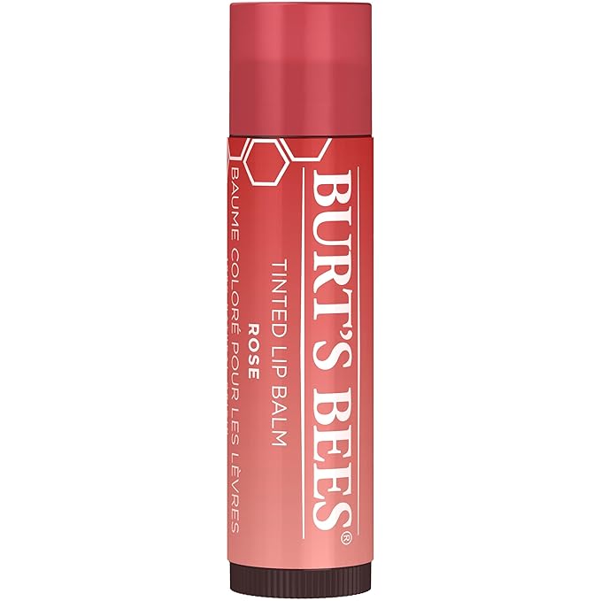 Burt's Bees Lip Tint Balm with Long Lasting 2 in 1 Duo Tinted Balm Formula, Color Infused with Deeply Hydrating Shea Butter for a Natural Looking Buildable Finish, Petal Rose (2-Pack)
