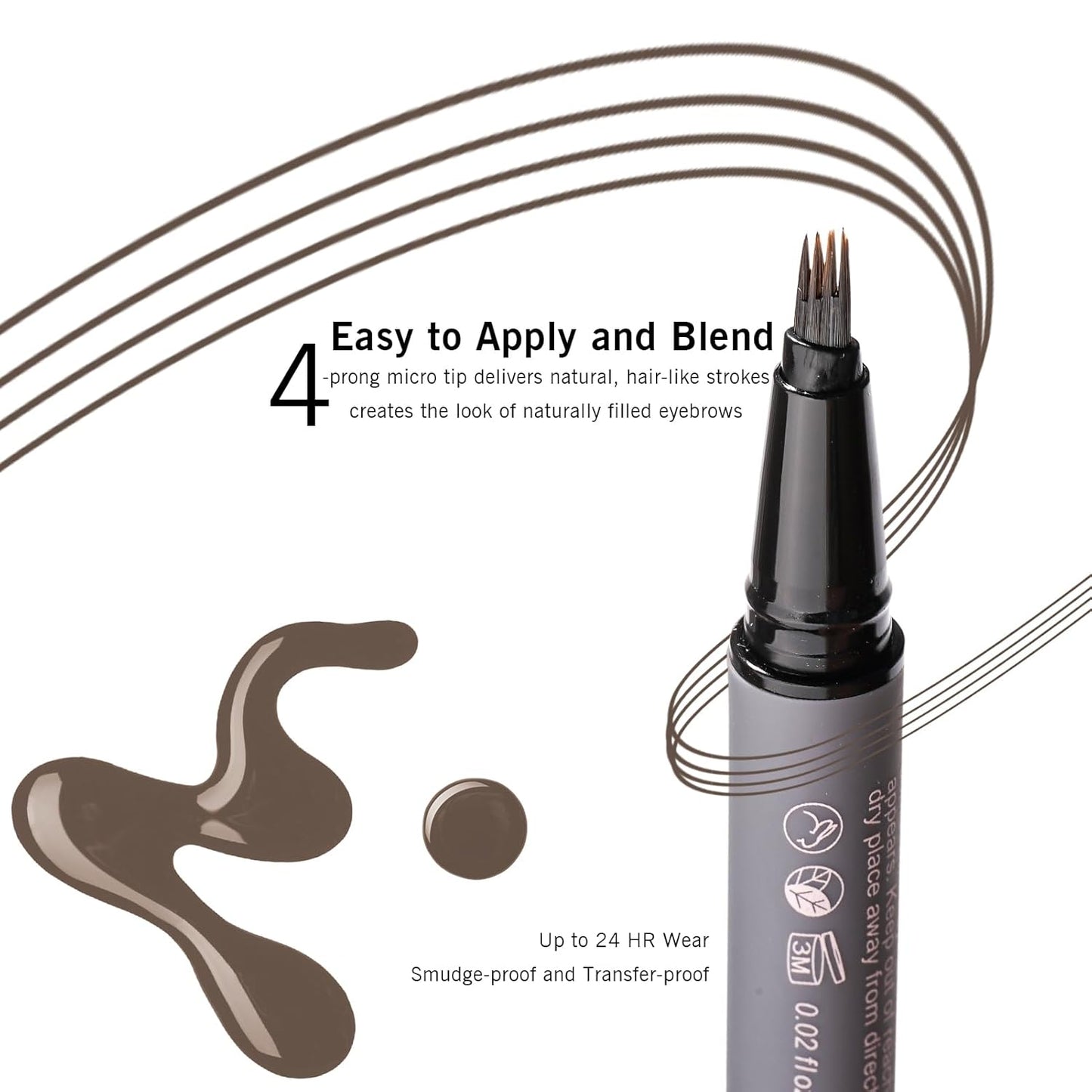 Eyebrow Pencil Dark Brown, 4 Prong Eyebrow Pen Deep Brown, Microblading Eyebrow Pencil for Women, Smudge-Free, 24H Long Wear YES.EYE DO (Midnight Espresso-Dark Brown)