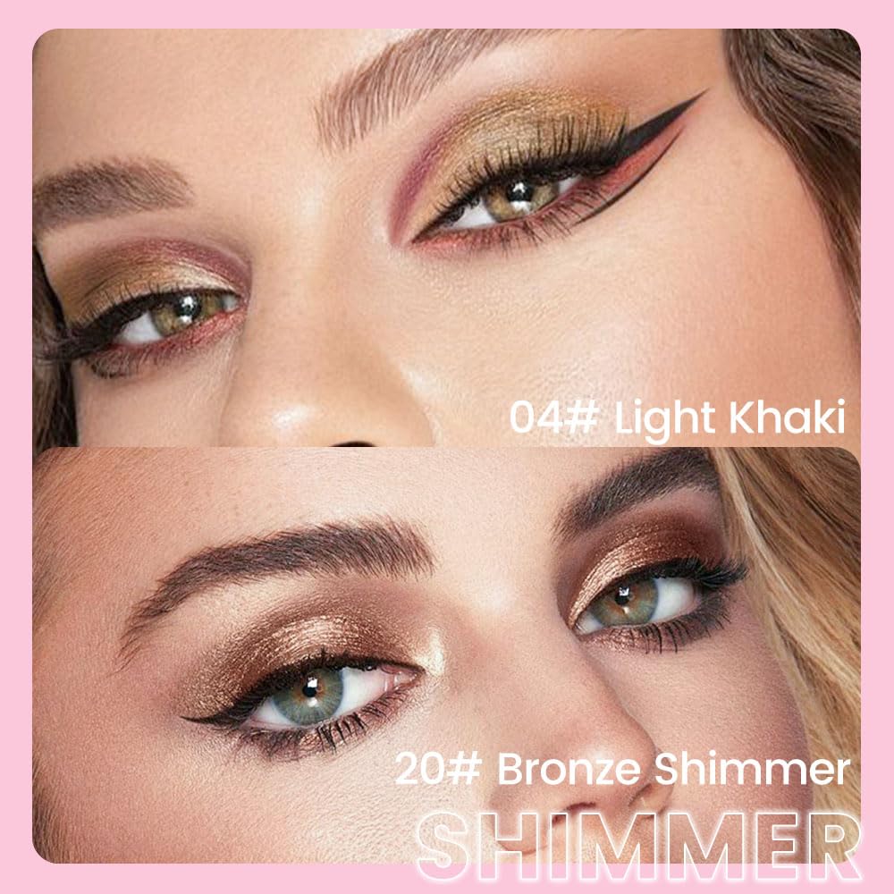 evpct 2Pcs Cream Eye Shadow Brightener Sticks Set for Eyes Waterproof, Light Khaki & Bronze Shimmer Cream Eyeshadow Applicator Stick Long Lasting Pigmented Eye Makeup sombras en crema para ojos 4+20