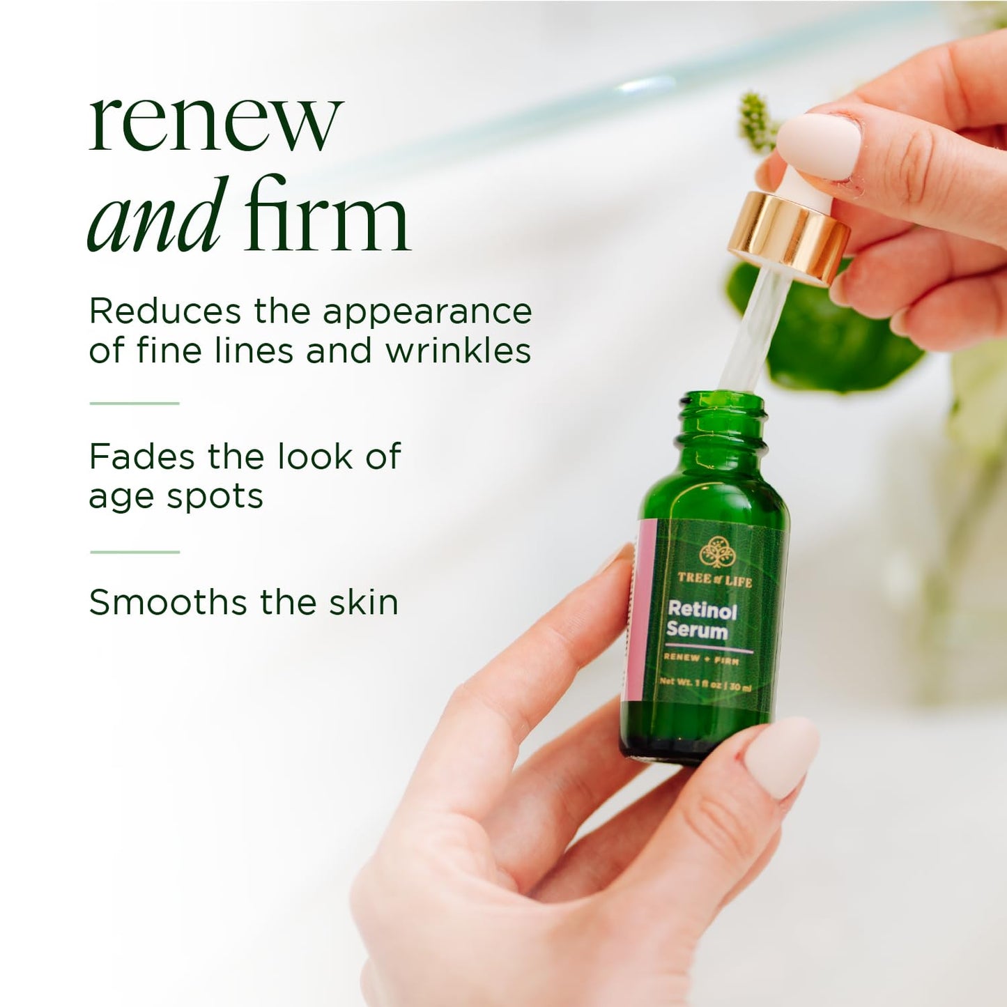 Tree of Life Beauty Retinol Serum, Skin Smoothing Face Oil for Dark and Age Spots and Fine Lines, Facial Serums for Dry and Sensitive Skin Care with Hyaluronic Acid for Soft Skin, 2 Fl Oz (pack of 2)