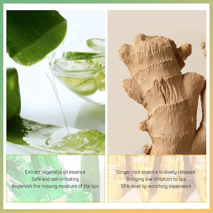 Lip Plumper Set, Natural Lip Plumper Moisturizing Aloe Vera Lip Gloss, Lip Plumper Gloss and Lip Care Serum, Beautiful Fuller, Hydrating & Reduce Fine Lines, Day and Night Ues Set