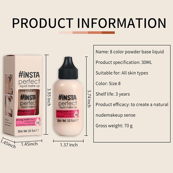 Matte Cream Oil Free Concealer Foundation Pack with Foundation Brush,Base Facial Matte Full Coverage Liquid Tattoo Concealer Hide Foundation Primer Make-up Kit.1.67 Fl.Oz (08#)